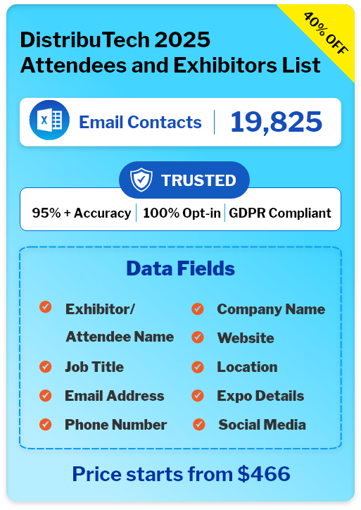 Email Addresses of DistribuTech Attendees and Exhibitors List sample
