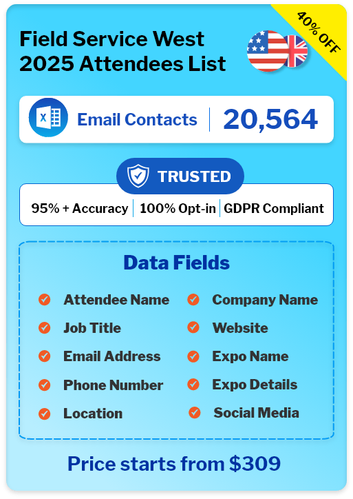 Email Addresses of Field Service West 2025 Attendees List sample