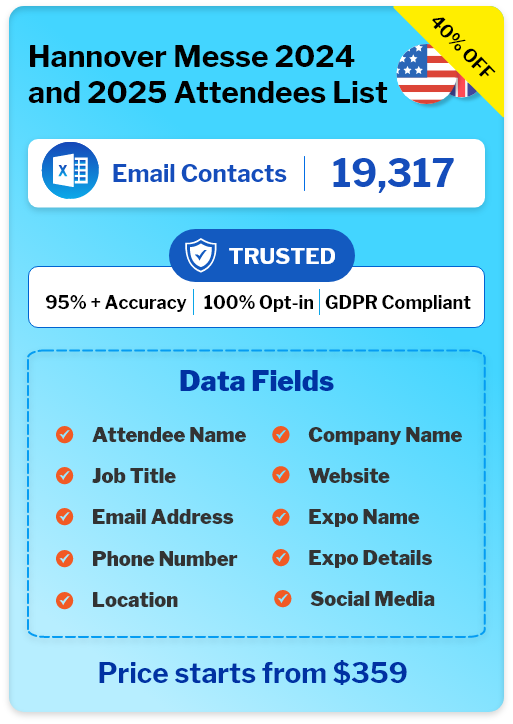 Email Addresses of Hannover Messe 2024 and 2025 Attendees List Sample