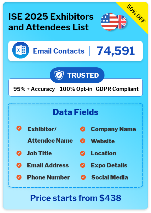 Email Addresses of ISE 2025 Exhibitors and Attendees List sample