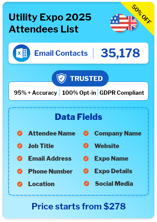 Email Addresses of Utility Expo 2025 Attendees List Sample